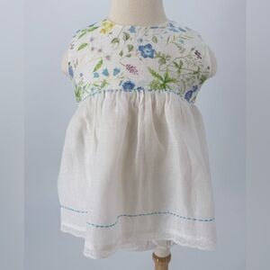 Charming Floral Kids Dress - White and Blue